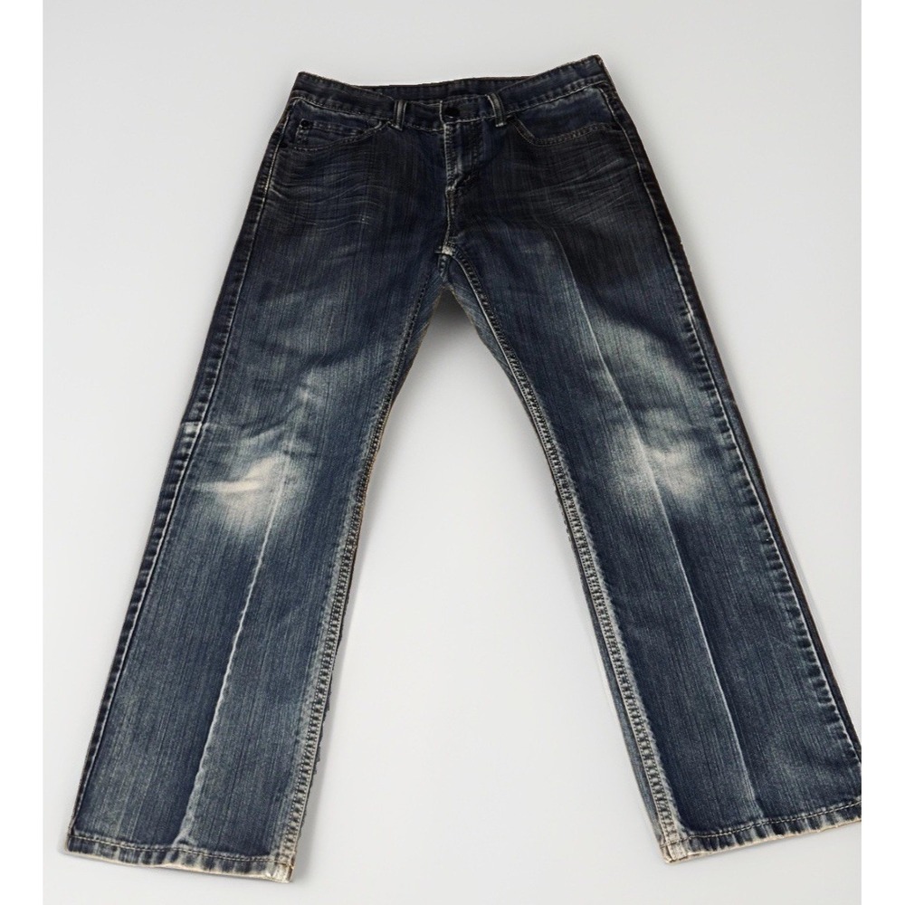 Levi's 514 Straight Fit Jeans Mens 30x28 Medium Wash Blue Distressed